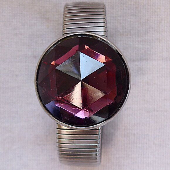 Vintage 1980s Amethyst-toned Jewel Bracelet - Picture 1 of 9